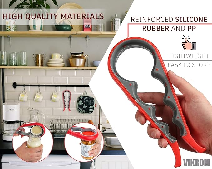 3 Pcs Rubber Jar Opener Grippers Tools for Seniors - Rubber Jar Opener Gripper Pad & 2 Openers for Seniors with Weak Hands, Ergonomic Handle, Easy to Use, Fits Up to 2.7 Inch Caps, Valentines Day Gift