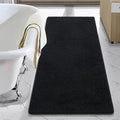 LOCHAS Luxury Bathroom Rug Shaggy Bath Mat 24 x 54 Inch, Washable Non Slip Bath Rugs for Bathroom Shower, Soft Plush Chenille Absorbent Carpets Mats, Black