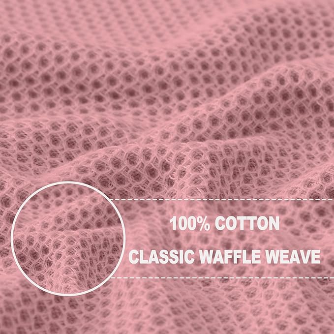 Homaxy 100% Cotton Waffle Weave Kitchen Dish Cloths, Ultra Soft Absorbent Quick Drying Dish Towels, 12 x 12 Inches, 8-Pack, Dried Rose