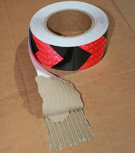 Red and Black Reflective Tape 2 inch X 166 feet, Outdoor Waterproof Hazard Conspicuity Warning Industrial Marking Tape