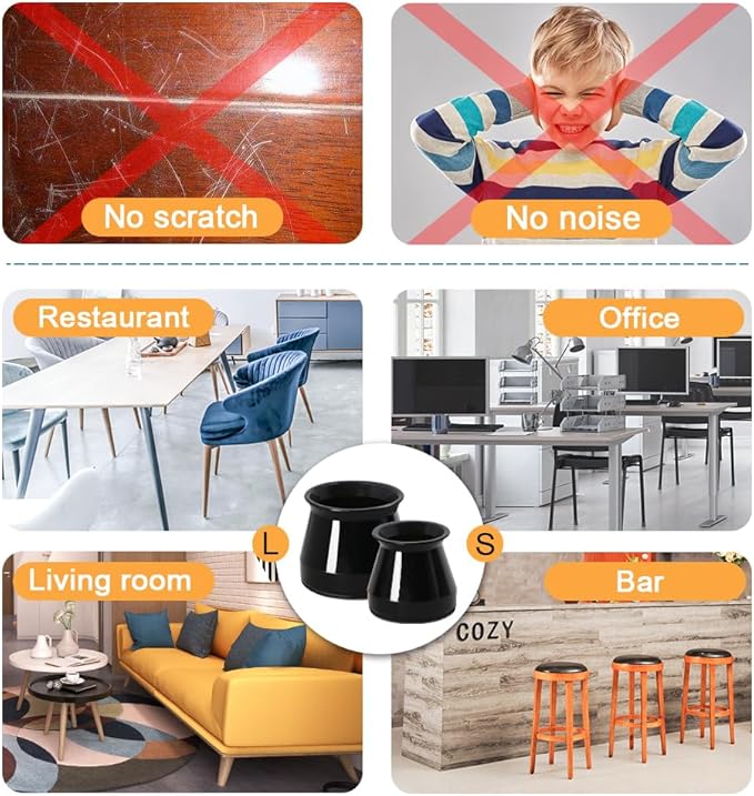 32 Pcs Chair Leg Floor Protectors - Silicone Felt Pads, Scratch-Proof & Noise-Free, Easy Smooth Moving, Small Size (Fits Round Chair Legs: 5/16" to 1-5/16" Diameter)