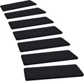 PURE ERA Carpet Stair Treads Ultra Plush 8" X 30" Soft Indoor Stair Protectors Pet-Friendly Non-Slip Skid Resistant Tape Free Washable Reusable(2 Pieces, Black)