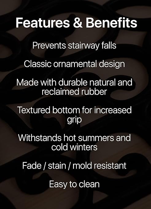 Rubber Stair Treads Non-Slip Outdoor 42”x10” (5-Pack) – Anti-Slip Step Mat