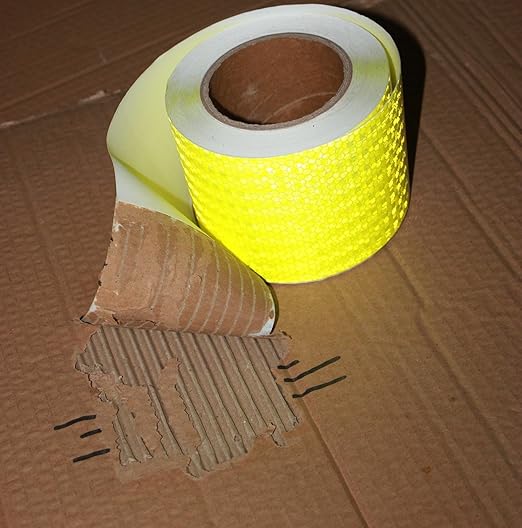 Fluorescent Yellow Reflective Tape 4 inch Wide, Outdoor Waterproof Hazard Conspicuity Warning Industrial Marking Tape (66 feet)