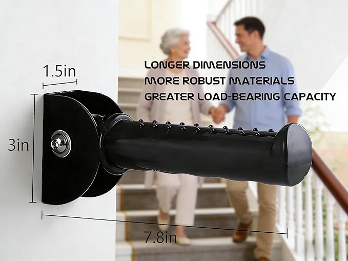 Doorway Stair Assist Handle, Handicap Grab Bars for Wall, Non-Slip Grab Bar for Elderly, Seniors, Injured and Handicap People, Support Up to 300 Pounds, Black