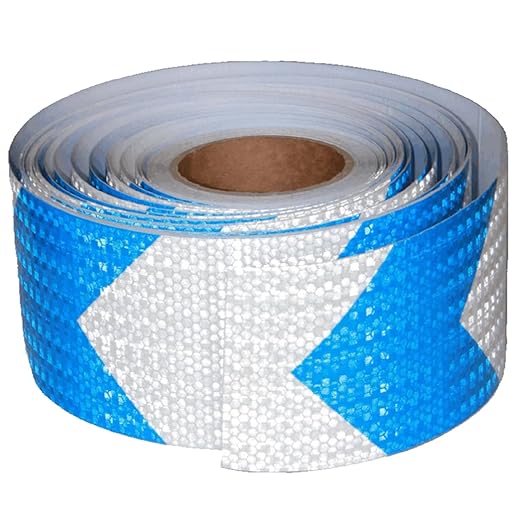 Reflective Tape Blue and White 4 inch X 166 feet, Outdoor Waterproof Hazard Conspicuity Safety Industrial Marking Tape