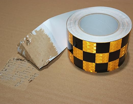 Yellow and Black Reflective Tape 3 inch X 66 feet, Outdoor Waterproof Hazard Conspicuity Warning Industrial Marking Tape