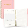 SUNEE Half Meeting Half Note 7"x10" Notebook for Work – 140 Pages, B5 Size Project Planner for Women&Men, Minutes Organizer for Meeting Notes, Ideas for Office/Business, PVC Waterproof Cover, Pink
