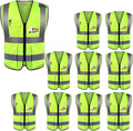 zojo High Visibility Safety Vests With Pockets, for Outdoor Works, Cycling, Jogging, Walking,Sports - Fits for Men and Women (Pack of 10, XXXL-NEON YELLOW)