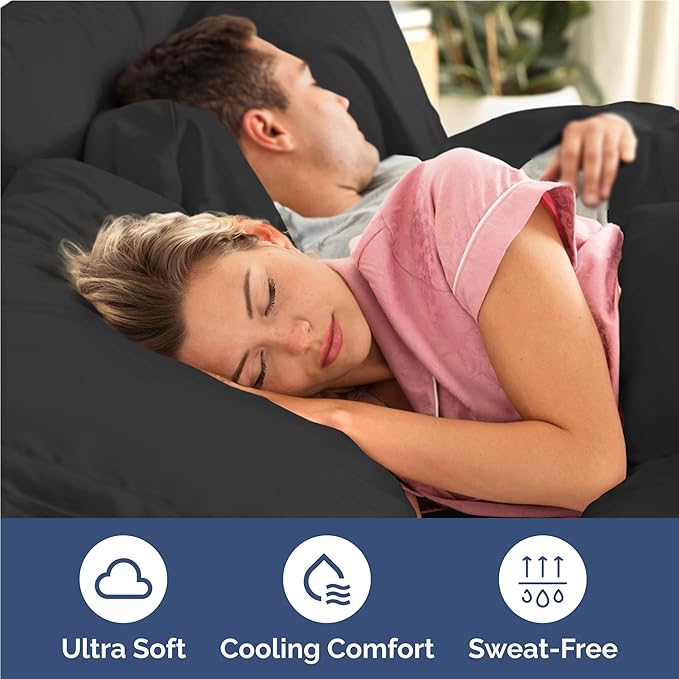 Full 6 Piece Sheet Set - Cooling & Breathable Bed Sheets - Hotel Luxury Bed Sheets for Women, Men, Kids & Teens - Comfy Bedding with Deep Pockets & Easy Fit - Soft and Wrinkle Free - Full Black Sheets