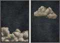 MUDECOR Framed Canvas Print Wall Art Vintage Cloudscape Dark Moody Sky with Floating Clouds Illustrations Modern Art Decorative Chic for Living Room, Bedroom, Office - 24"x36"x2 Black