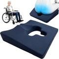 Gel Wheelchair Seat Cushion,Bed Sore Cushions for Butt,Chair Pressure Sore Cushion,Memory Foam Butt Pillow for Bed,Pressure Ulcer Pain Relief, Sciatica,Coccyx, Non-Slip Washable Cover(Blue)