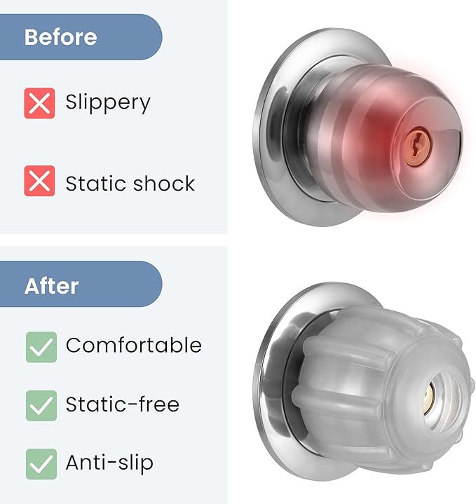 remedic Non Slip Door Knob Covers - Glow in The Dark - Set of 4 for Better Grip, Static-Free, Arthritis-Friendly, Ideal for Seniors & Nighttime Orientation – Grip Aid for Joint Pain Relief