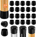 28pcs Chair Leg Protectors for Carpet, Round Chair Feet Glides Covers Caps Furniture Foot Sliders with Plastic Pads Damage-Free Move on Carpets (Fit:1-1/8"~1-7/16", Black)