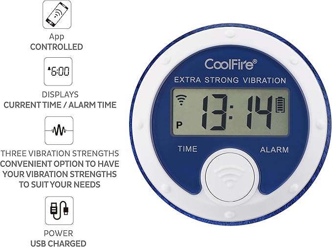 Coolfire - Vibrating Alarm Clock Sweatband, Silent Wake Yourself Up Wristband Vibrating Alarm Watch for Couples, Students, Easy to Set on User-Friendly App, Hearing Impaired, USB Chargeable (Black)