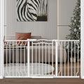 Fairy Baby 53.1"-62.5" Extra Wide Long Baby Gate, Dog Safety Gates & Gate Extensions for Stairs, Doorways, Hallways and Kitchen, Pet Garden Animal Barrier Fence Indoor Kid Gate Metal Auto Close, White
