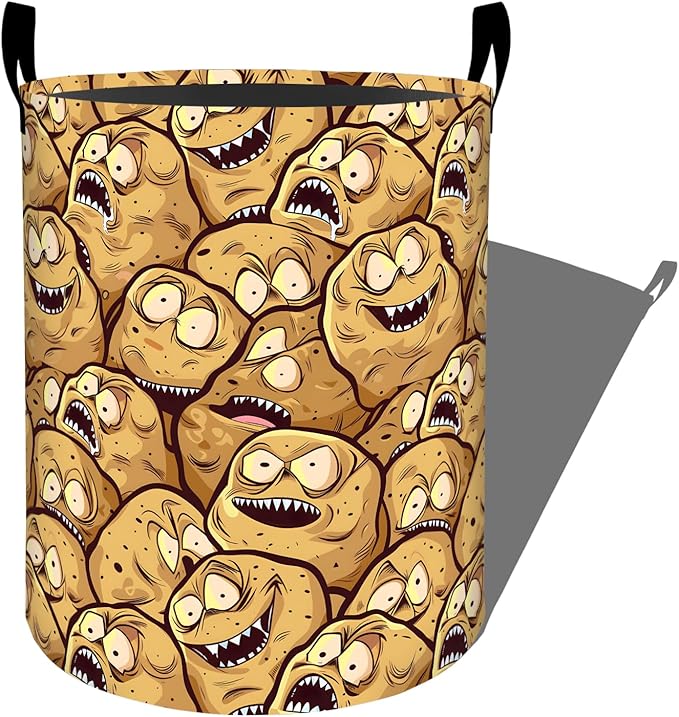 Funny Cartoon Potato Face Laundry Basket, Dorm Nursery Foldable Laundry Hamper Organizer for Bathroom Decor, Toy Clothes Storage Box for Bedroom 19.7x15.7 Inch