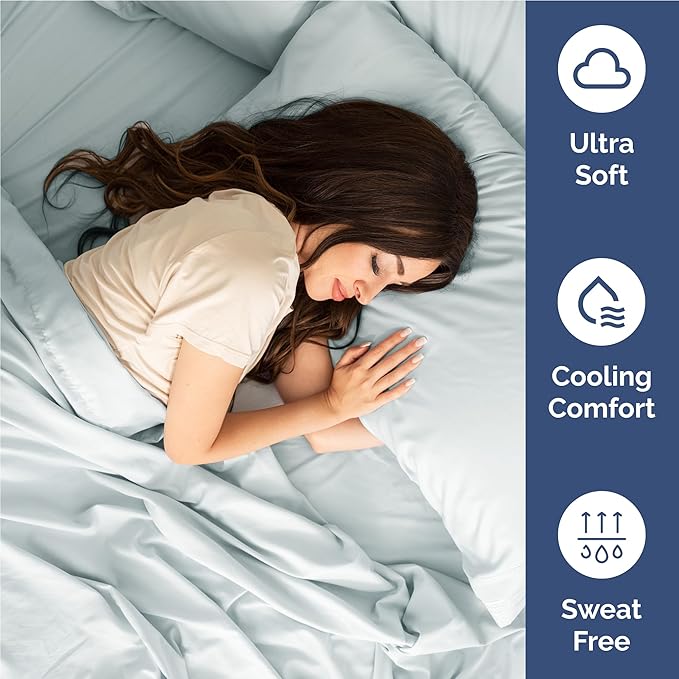Full 6 Piece Sheet Set - Cooling & Breathable Bed Sheets - Hotel Luxury Bed Sheets for Women, Men, Kids & Teens - Comfy Bedding w/Deep Pockets & Easy Fit - Soft & Wrinkle Free - Full Ice Blue Sheets