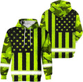 US Flag High Visibility Hoodie for Men Reflective Hoodie Safety Workwear for Worker Runner Patriotic ACC02