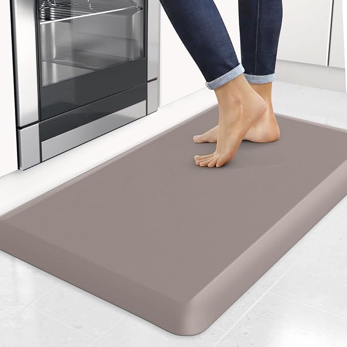 4/5 Inch Thick Kitchen Mats for Floor, StepRite Kitchen Rug for Standing Desk, Non-Slip, Thicker, Stain & Water Resistant, Comfort Anti Fatigue Floor Mat for Home, Kitchen, Office - Khaki,32 * 20''