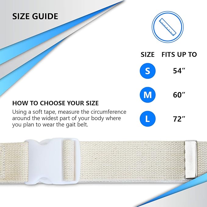 NYOrtho Plastic Buckle Gait Belt - Adjustable Machine Washable Strong and Durable Material Latex Free, Pastel, 72"