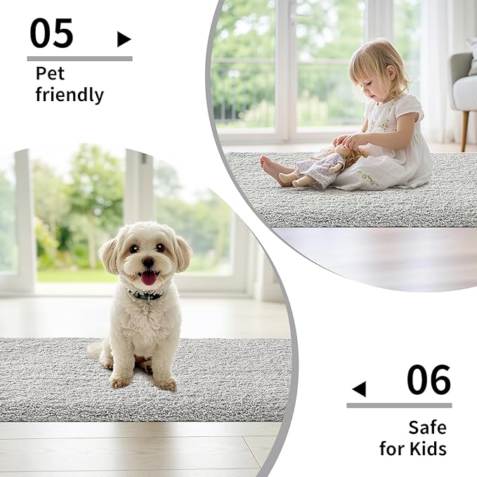 Grey Bathroom Rug 20x32 Non Slip Fluffy Bath Mat for Bathroom Floor Washable Plush Luxury Bath Rug for Tub Soft Shaggy Absorbent Shower Sink Mat