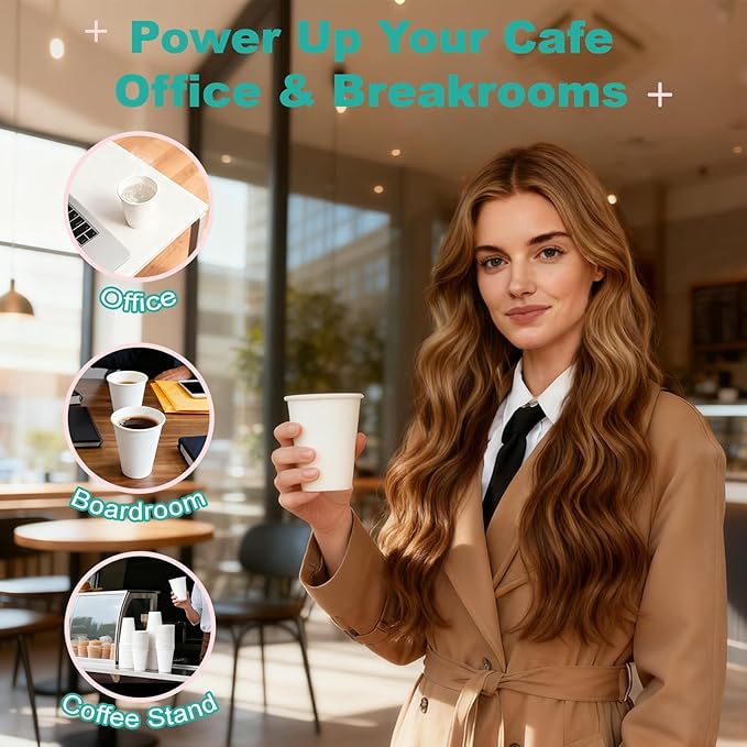 12 oz 500 Pack Disposable Coffee Cups, Bulk White Disposable Paper Cups, Coffee Cups for Hot Tea, Chocolate and Cold Drinks
