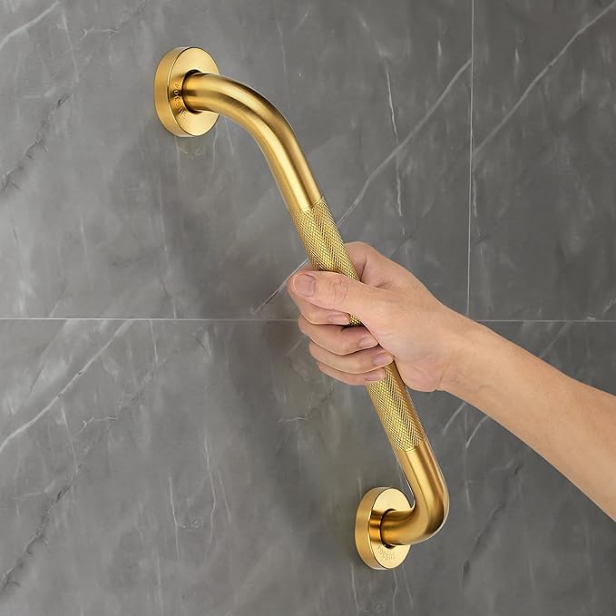 Grab Bars for Shower, 2 Pack 36-Inch Anti Slip Shower Handles for Elderly, Safety Shower Grab Bar, Stainless Steel Handicap Grab Bars for Bathroom,Toilet (Gold, 1" Diameter)