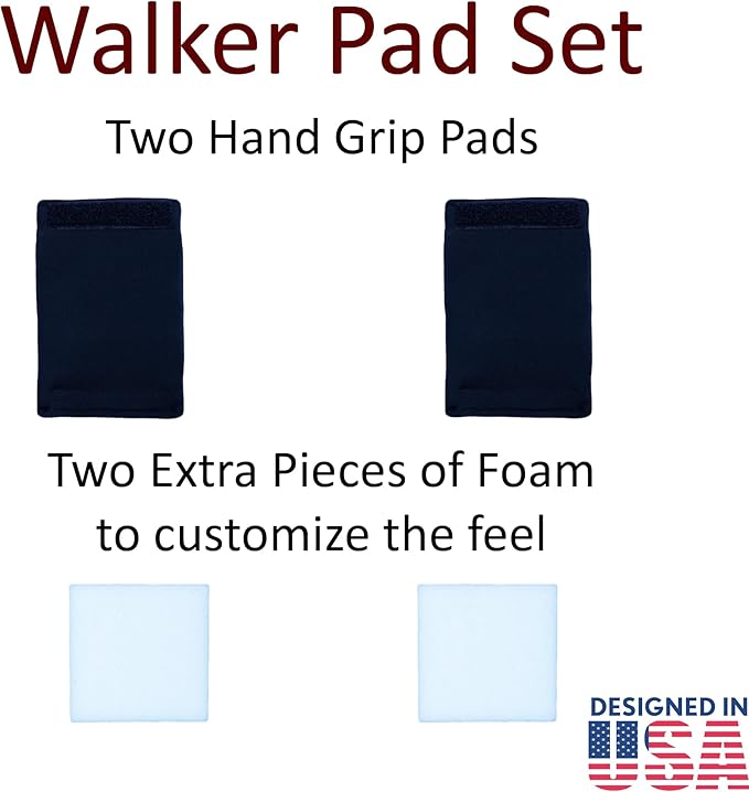 Crutcheze Walker Padded Hand Grip Covers Premium USA Designed Moisture Wicking, Comfort, Fashion, Washable - Standard Walker Handle Cushion - Mobility Aid Accessories