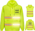 YOWESHOP High Visibility Reflective Safety Hoodie Jacket With Removable Sleeves Hi Vis Outdoor Protective Workwear Unisex
