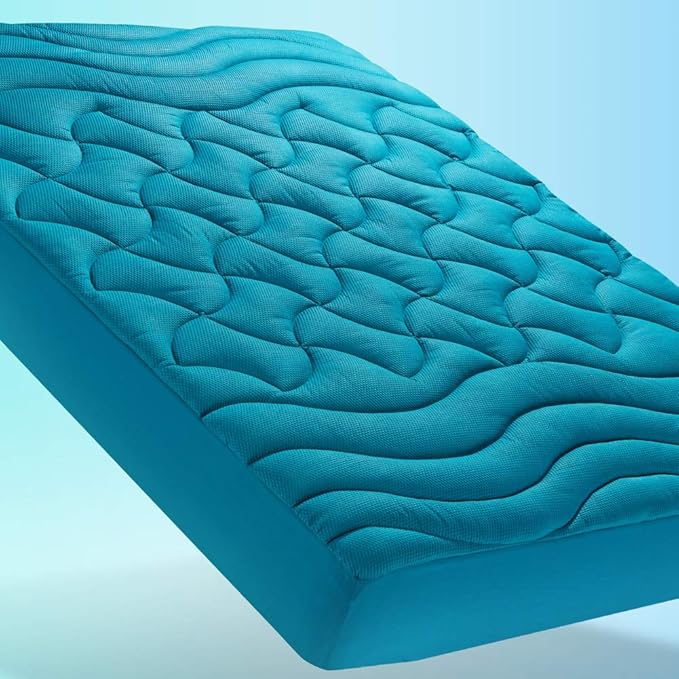 SLEEP ZONE Full Size Cooling Mattress Pad for Double Bed, Premium Zoned Quilted Mattress Topper, Wrap Around Mattress Protector Cover, Machine Wash Durable, Deep Pocket 8-21 inch, Teal, Full