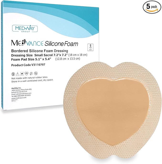 MedVance TM Silicone - Bordered Silicone Adhesive Foam Dressing Sacral Size 7"x 7" Box of 5 dressings
