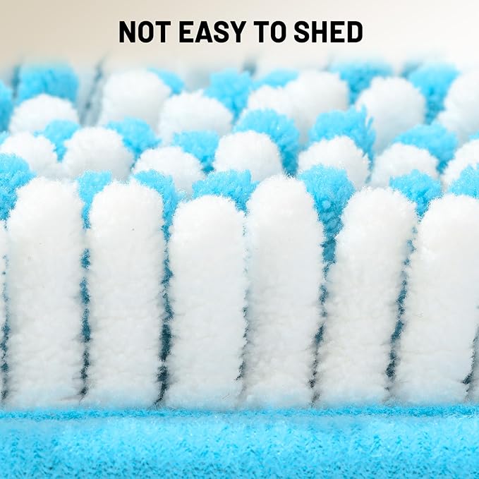 Ultra-Soft Bathroom Rug Set, 2-Piece – Absorbent, Non-Slip, Machine Washable Bath Mats for Bathroom, Shower, Sink, Kitchen （20" x 32" + 17" x 24"） Blue