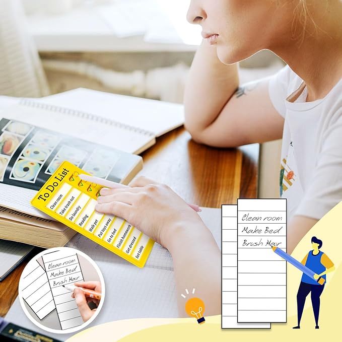 4 Pieces Chore Chart for Kids Multiple Kids - Sliding Routine Chart: Reusable to Do List, RV Checklist, Planning Board, Visual Schedule, and Reminder (bluepinkgreenyellow)