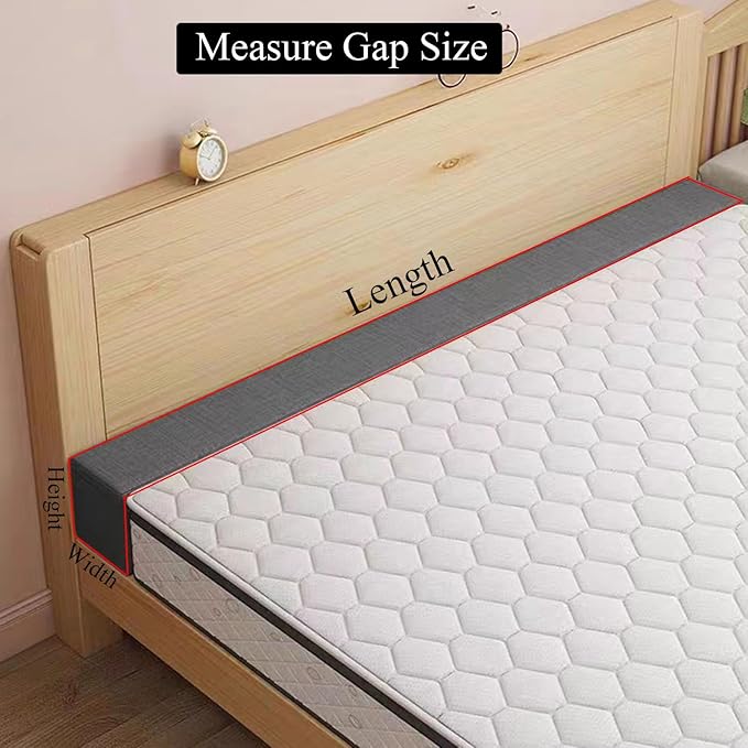 Bed Gap Filler for Headboard Space Filler Bed Crack Pillow Stopper Wall Side Mattress Extender Memory Foam Mattress Gap Filler Twin Bed 39x8x8 Inches