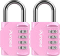 Puroma 2 Pack Combination Lock for Locker 4 Digit Outdoor Waterproof Padlock for School, Gym, Sports, Fence, Toolbox, Gate, Case, Outdoor, Hasp Storage (Pink)