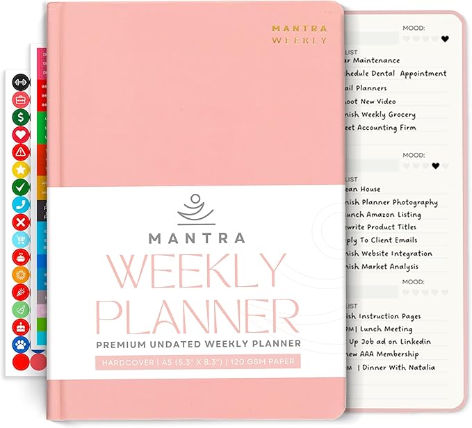 2026 Planner, Daily Journal & Gratitude Journal All-In-One with To Do List, Self Care Prompts & Habit Tracker - 5.8 x 8.3 - Pink