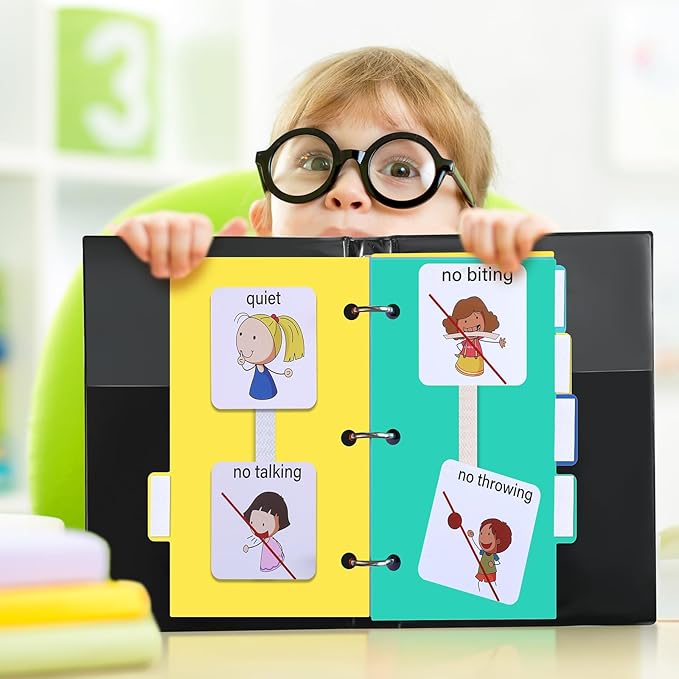 Ctosree 246 Pcs Communication Book Small Tools for Visual Schedule Picture Cards Include 3 Ring Binder Dividers 100 Adhesive Labels 5 Card Dividers for Kids ADHD(Mixed Color)