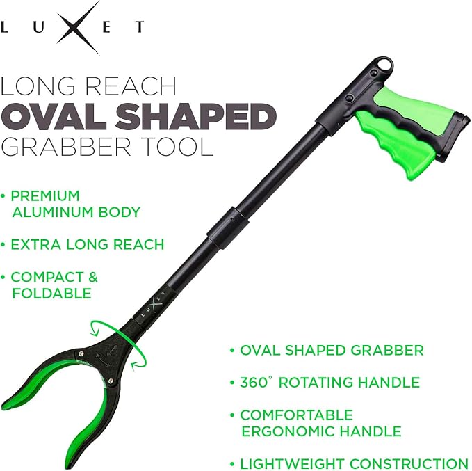 Grabber Reacher Tool 19 Inch Long, Foldable Pick Up Stick - Strong Grip Magnetic Tip - Heavy Duty Trash Picker Claw Reacher Grabber Tool Elderly Wheelchair Mobility Aid (Green)