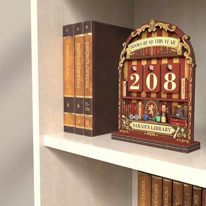 Personalized Magic Book Tracker, Witchy Books Read This Year Counter Sign, Whimsical Bookshelf Decor, Fantasy Home Library Accessories, Custom Christmas Bookish Gifts for Women, Book Lovers, Readers