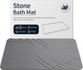 Stone Bath Mat Diatomaceous Earth Shower Mat Non-Slip Super Absorbent Diatomite Stone Mats for Bathroom Floor/Ktichen Cuonter Quick-Drying Easy to Clean (24''*16'' Grey-Feather)