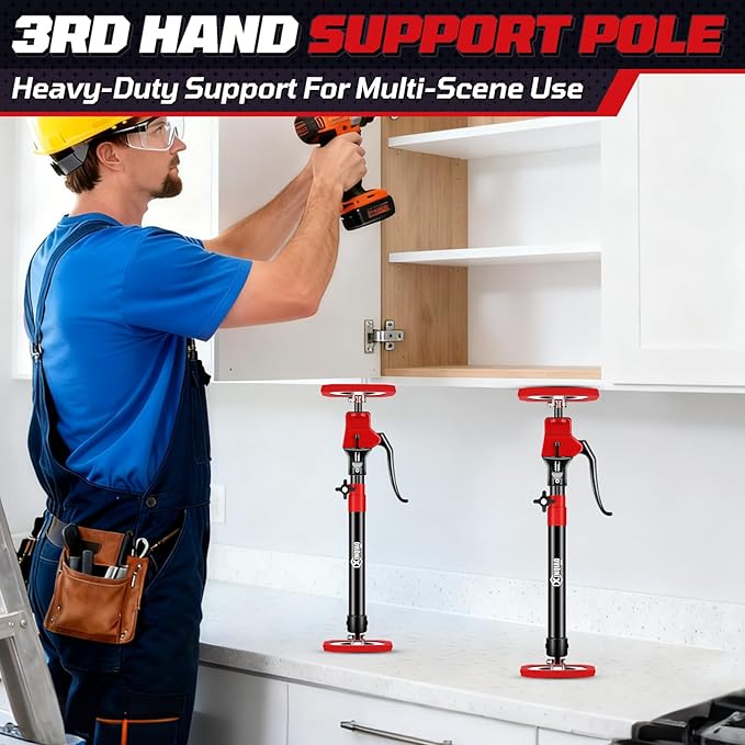 XINQIAO Cabinet Jacks for Installing Cabinets, Heavy Duty Third Hand Tools Adjustable Support Pole from 18.5 in to 29.5 in, 1 PC