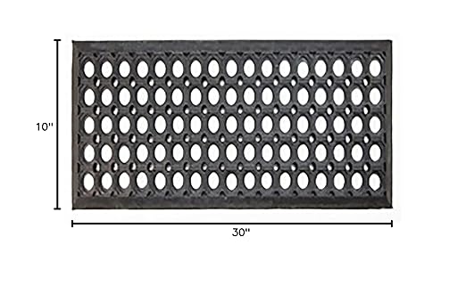 Ottomanson All-Weather Rubber Stair Treads – Non-Slip Step Mats for Wooden, Concrete, or Outdoor Stairs, Easy Maintenance, Tool-Free Placement, Pack of 5, 10" x 30", Black Circles