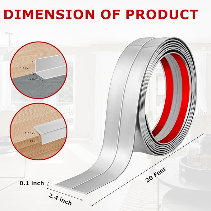 Flexible Wall Corner Protector Moulding Trim Peel and Stick Wall Corner Guards Edge Protector Self Adhesive Wall Molding Trim Strip for Wall Edge Corner Ceiling (Silver, 2.4 in x 20 Ft)