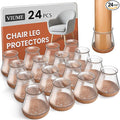 24 Pcs Chair Leg Floor Protectors for Hardwood Floors Silicone Covers to Protect Wood Tile Floors Scratches Felt Pads Furniture Leg Caps No Noise (Fit:0.5"-0.78")