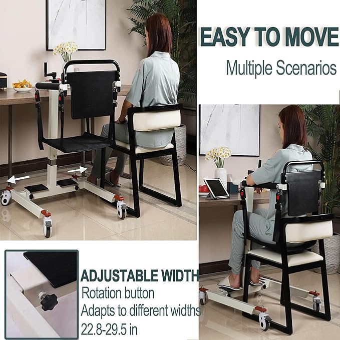 Patient Lift Transfer Chair, Transfer Lift Chair for Disabled, Portable Car Transfer Lift Bed to Wheelchair Transfer Devices, Transfer Chair for Elderly and Disabled (Pu Backrest)