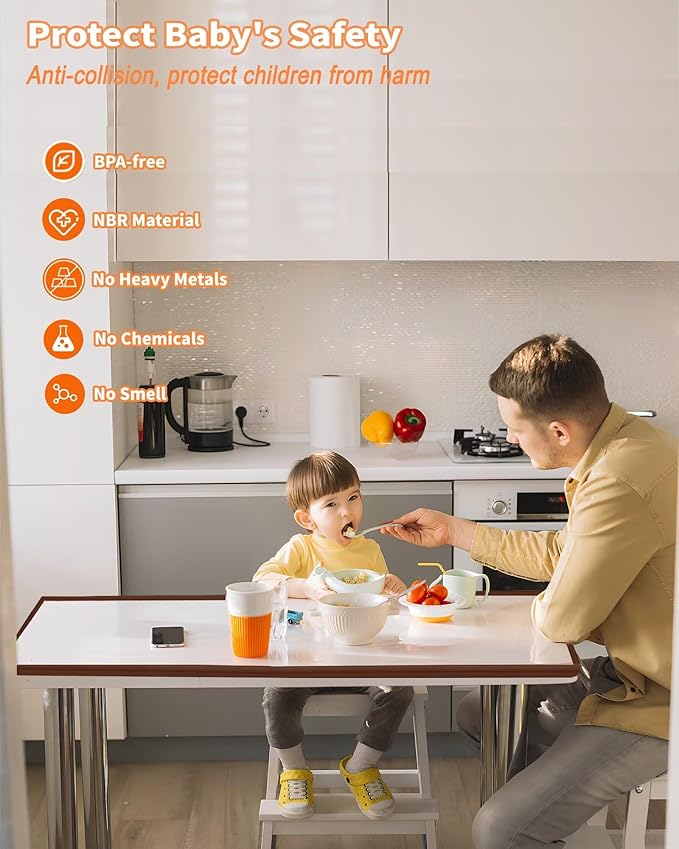 Edge Protector for Baby Proofing, 6.6FT 0.67’’Th L-Shape Air Buffering Soft NBR Rubber Foam Furniture Edge Bumper Guards with 6 Corners, Pre-Taped, Thick Table Bumper Guard for Babies (Coffee)