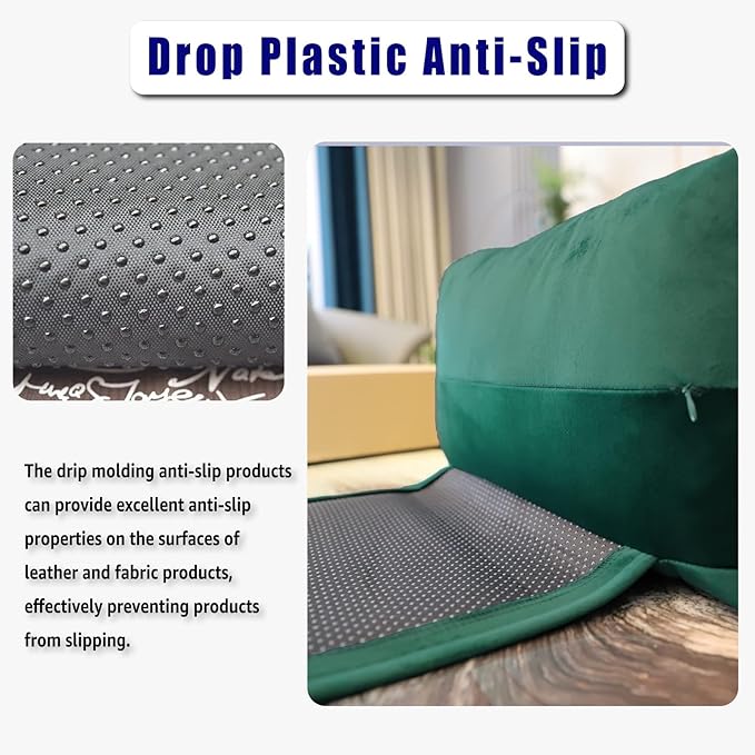 Non-Slip Head Pillow for Recliners - Neck Support Cushion with Velvet Cover for Pain Relief at Home, Office and Travel (Green)