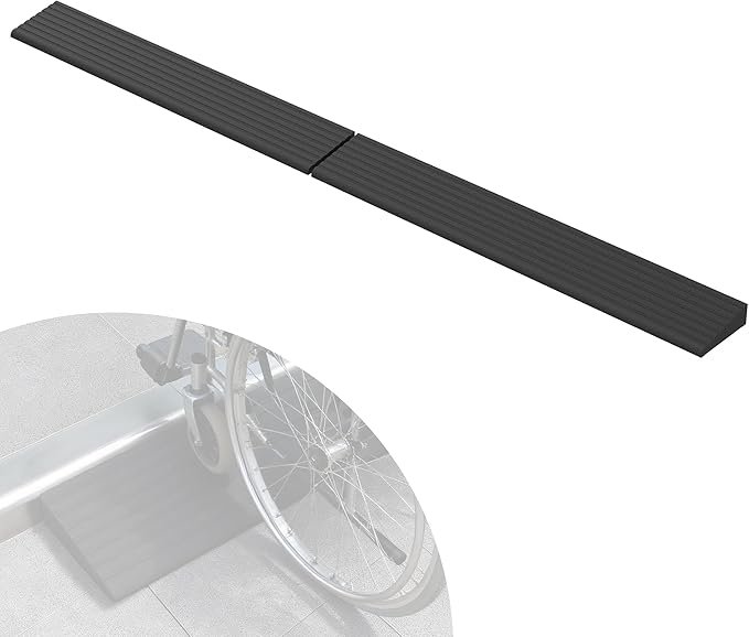0.6"H Rubber Threshold Ramps for Doorways, 2 PCS Modular Wheelchair Ramp, Door Threshold Ramp, Access Ramps for Wheelchairs, Walkers, Strollers, Sweepers, Bathrooms, Entryways, 2000LBS Capacity