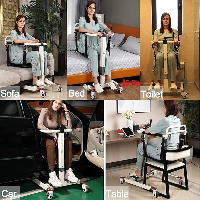 Patient Lift Transfer Chair, Transfer Lift Chair for Disabled, Portable Car Transfer Lift Bed to Wheelchair Transfer Devices, Transfer Chair for Elderly and Disabled (Basic Backrest)